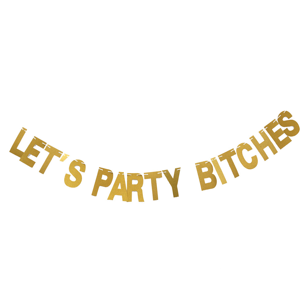 Factory Direct Sales Glitter Gold Silver Letter Hang Tag Latte Art Birthday Wedding Christmas Party Hanging Flag Hanging Flags