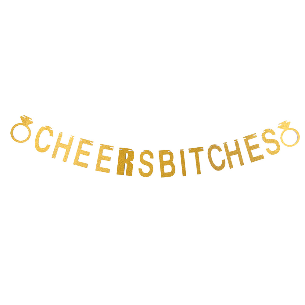 Factory Direct Sales Glitter Gold Silver Letter Hang Tag Latte Art Birthday Wedding Christmas Party Hanging Flag Hanging Flags