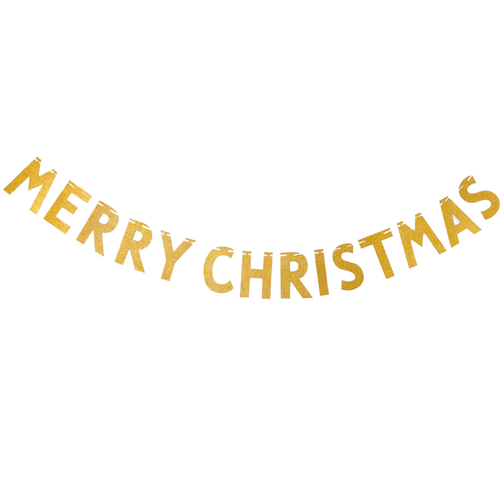Factory Direct Sales Glitter Gold Silver Letter Hang Tag Latte Art Birthday Wedding Christmas Party Hanging Flag Hanging Flags