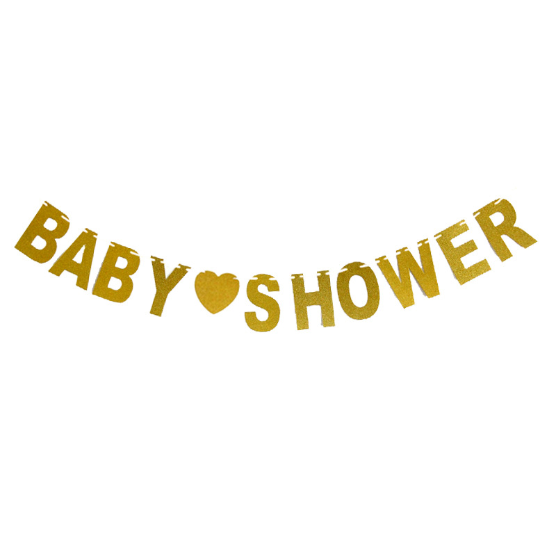 Factory Direct Sales Glitter Gold Silver Letter Hang Tag Latte Art Birthday Wedding Christmas Party Hanging Flag Hanging Flags