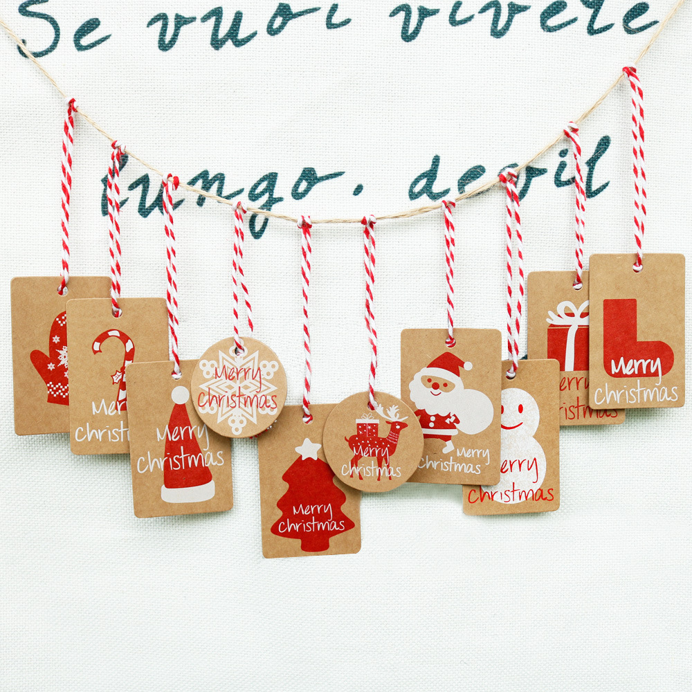Christmas Hang Tag Set Amazon Hot Selling Kraftpaper Christmas Decoration Tag Christmas Tree Old Man Party Card