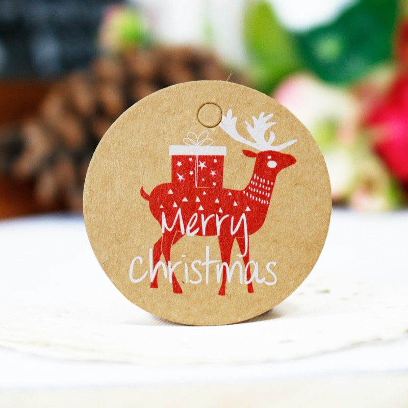 Christmas Hang Tag Set Amazon Hot Selling Kraftpaper Christmas Decoration Tag Christmas Tree Old Man Party Card