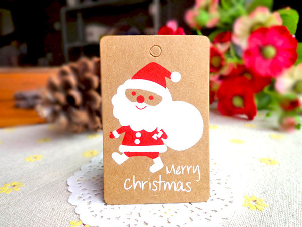 Christmas Hang Tag Set Amazon Hot Selling Kraftpaper Christmas Decoration Tag Christmas Tree Old Man Party Card