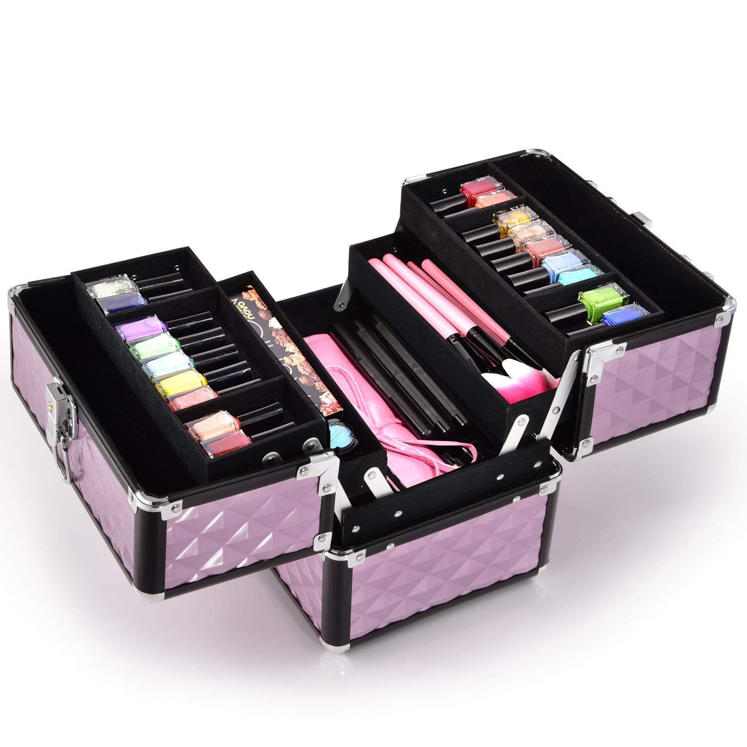 Customized professional manicure and beauty portable cosmetic case with lock multi-layer large-capacity cosmetic bag portable storage toolbox