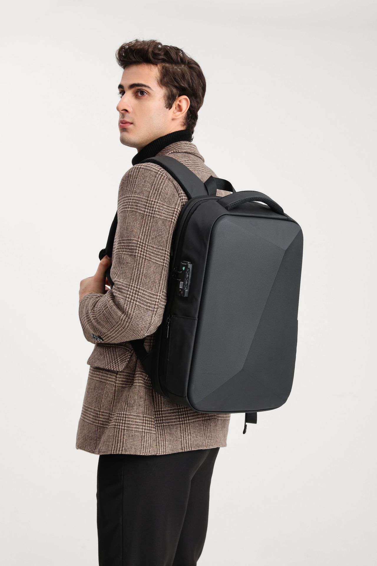 New Men's Backpack TSA Security Lock Backpack Business Travel Backpack Eva Hard Case Student Computer Backpack
