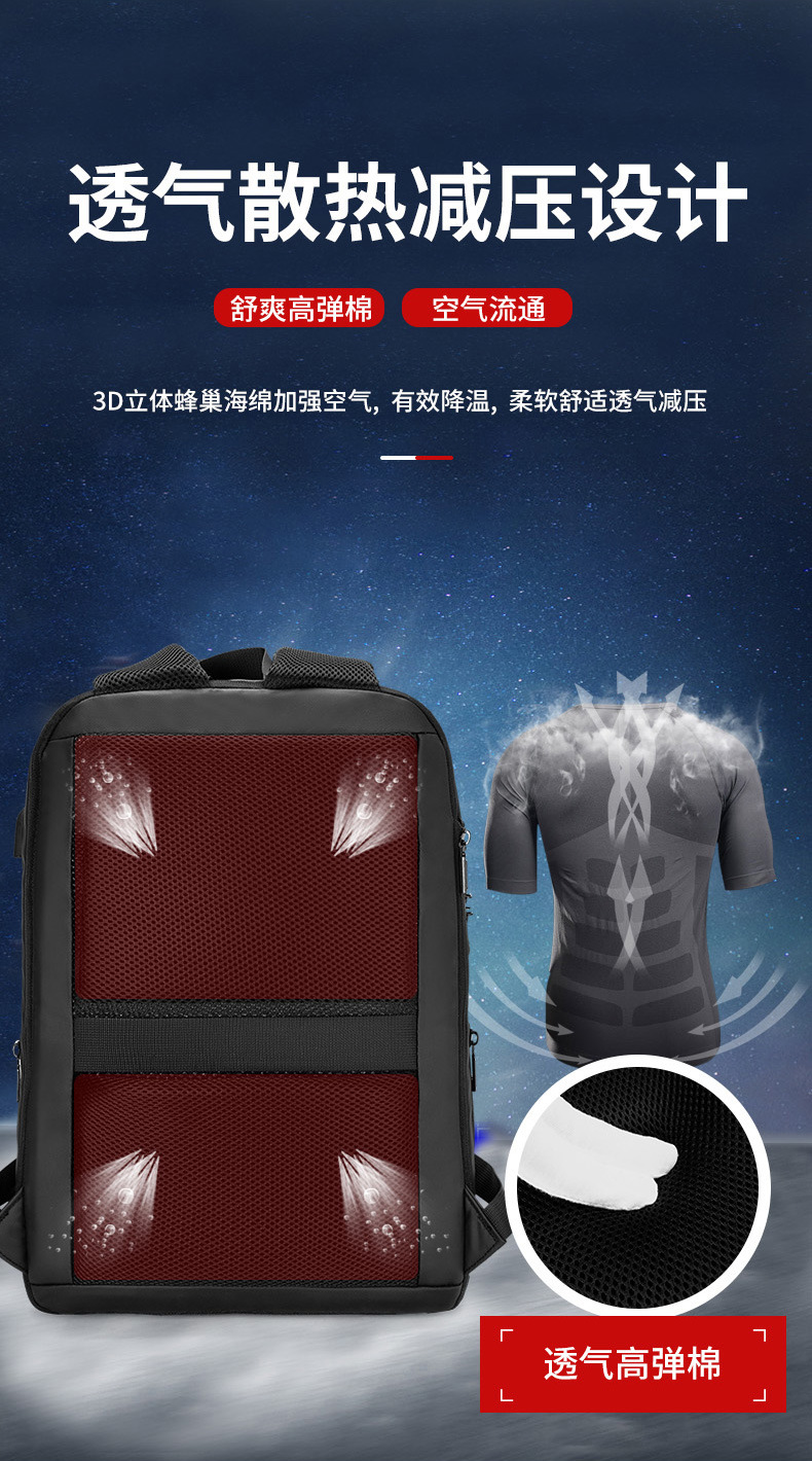 New Men's Backpack TSA Security Lock Backpack Business Travel Backpack Eva Hard Case Student Computer Backpack