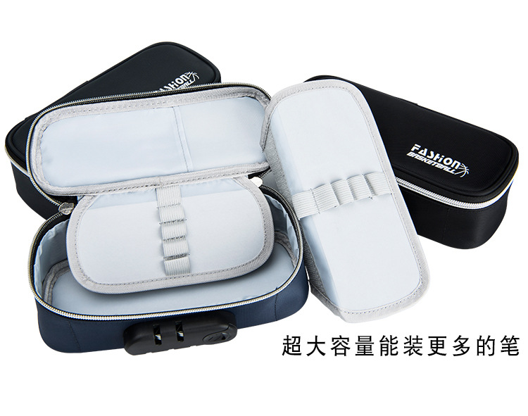 Tongzhuo Men's Simple Canvas Pen Bag Large Capacity Password Lock Portable Korean Student Men and Women Stationery Case Amazon