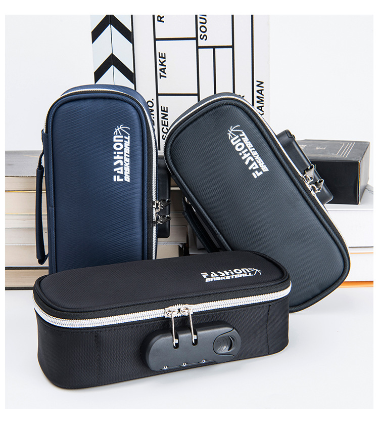 Tongzhuo Men's Simple Canvas Pen Bag Large Capacity Password Lock Portable Korean Student Men and Women Stationery Case Amazon