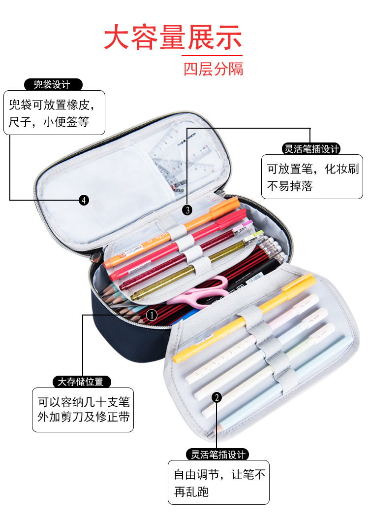 Tongzhuo Men's Simple Canvas Pen Bag Large Capacity Password Lock Portable Korean Student Men and Women Stationery Case Amazon