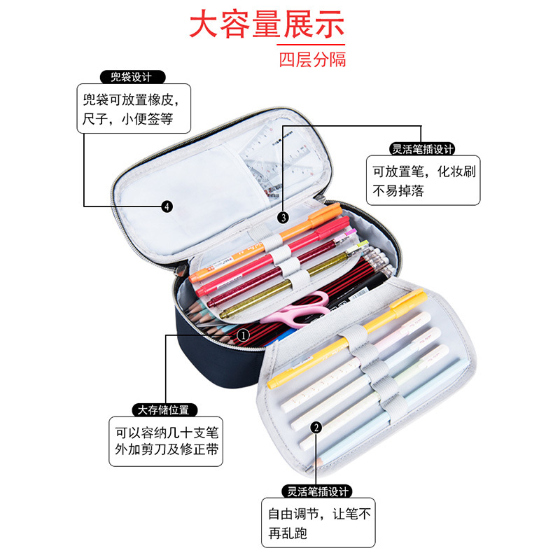 Tongzhuo Men&#039;s Simple Canvas Pen Bag Large Capacity Password Lock Portable Korean Student Male and Female Stationery Case