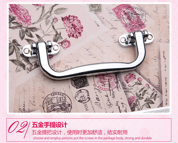 Cosmetic Case Portable Aluminum Alloy Password Lock Cosmetic Case Large Double Rounds Mirror Portable Cosmetics Storage Box for Women