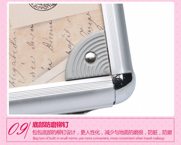 Cosmetic Case Portable Aluminum Alloy Password Lock Cosmetic Case Large Double Rounds Mirror Portable Cosmetics Storage Box for Women