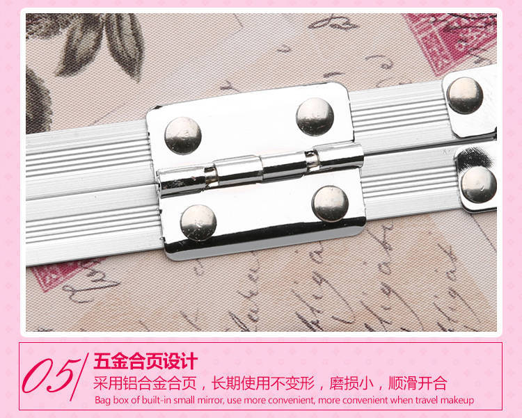 Cosmetic Case Portable Aluminum Alloy Password Lock Cosmetic Case Large Double Rounds Mirror Portable Cosmetics Storage Box for Women