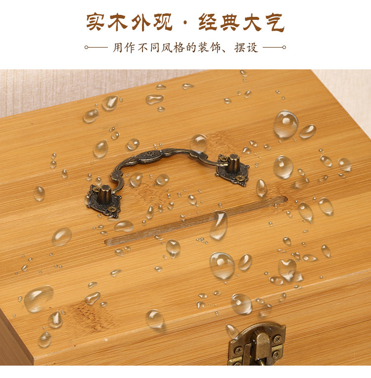 Wooden Box Bamboo Coin Bank Vintage Children's Gift with Lock Savings Bank Wooden Case Treasure Chest Storage Box Crafts Box