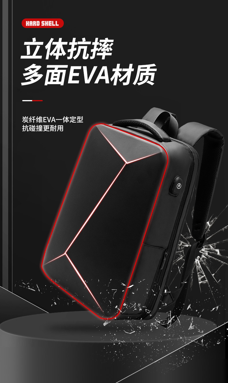 New Men's Backpack TSA Security Lock Backpack Business Travel Backpack Eva Hard Case Student Computer Backpack