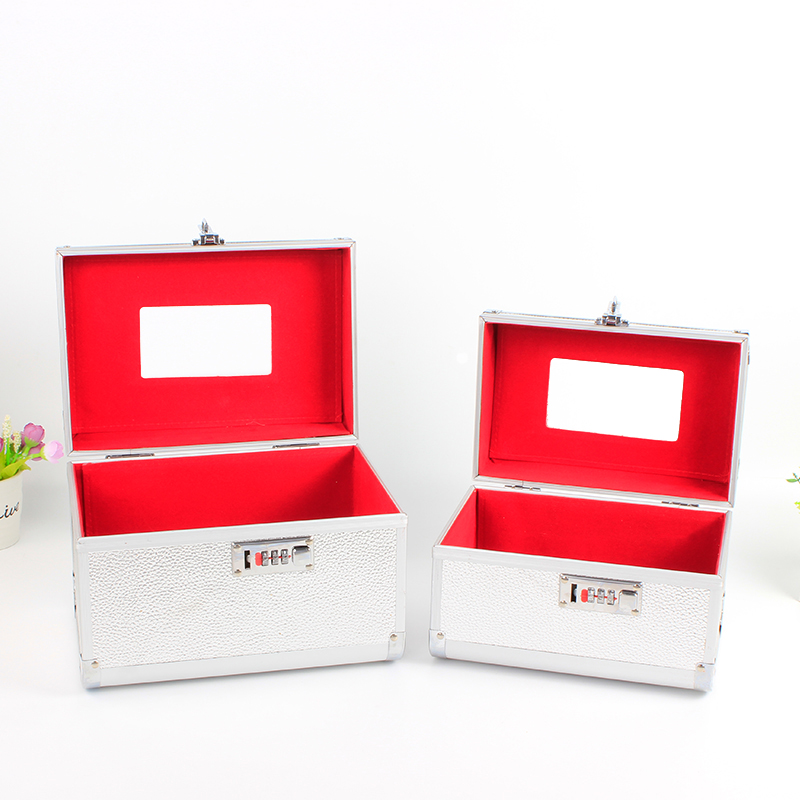 Rounded Cosmetic Case Two-piece Set With Mirror Password Lock Cosmetic Storage Box