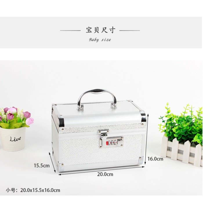 Rounded Cosmetic Case Two-piece Set With Mirror Password Lock Cosmetic Storage Box Rounded Cosmetic Case Two-piece Set With Mirror Password Lock Cosmetic Storage Box