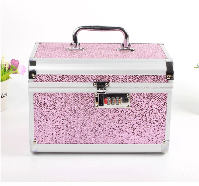Rounded Cosmetic Case Two-piece Set With Mirror Password Lock Cosmetic Storage Box Rounded Cosmetic Case Two-piece Set With Mirror Password Lock Cosmetic Storage Box