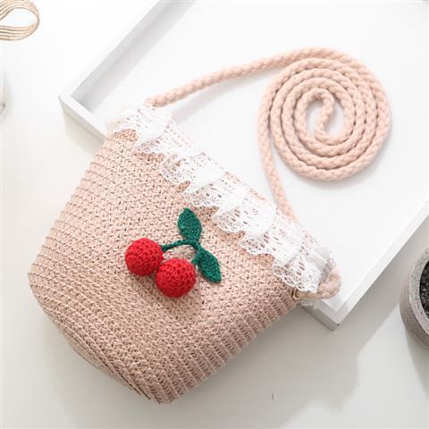 Girls' Messenger Bag Cute Coin Purse Princess Fashion Western Style Baby Girl Small Bag Children's Grass Handmade Woven Bag