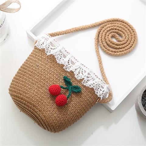 Girls' Messenger Bag Cute Coin Purse Princess Fashion Western Style Baby Girl Small Bag Children's Grass Handmade Woven Bag