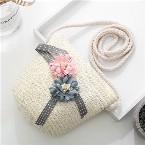 Girls' Messenger Bag Cute Coin Purse Princess Fashion Western Style Baby Girl Small Bag Children's Grass Handmade Woven Bag