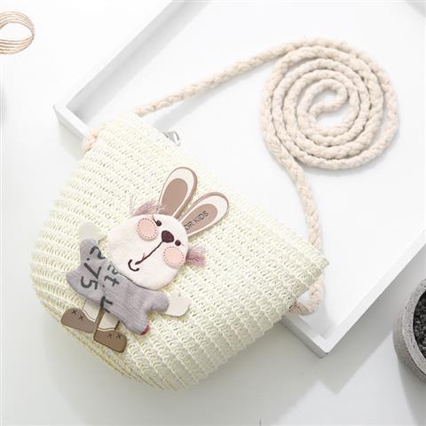 Girls' Messenger Bag Cute Coin Purse Princess Fashion Western Style Baby Girl Small Bag Children's Grass Handmade Woven Bag