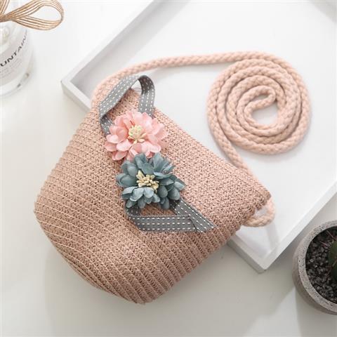 Girls' Messenger Bag Cute Coin Purse Princess Fashion Western Style Baby Girl Small Bag Children's Grass Handmade Woven Bag