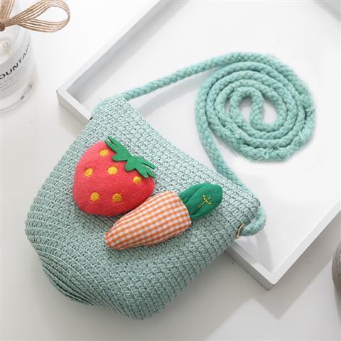 Girls' Messenger Bag Cute Coin Purse Princess Fashion Western Style Baby Girl Small Bag Children's Grass Handmade Woven Bag