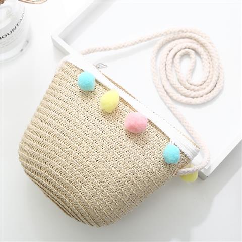 Girls' Messenger Bag Cute Coin Purse Princess Fashion Western Style Baby Girl Small Bag Children's Grass Handmade Woven Bag