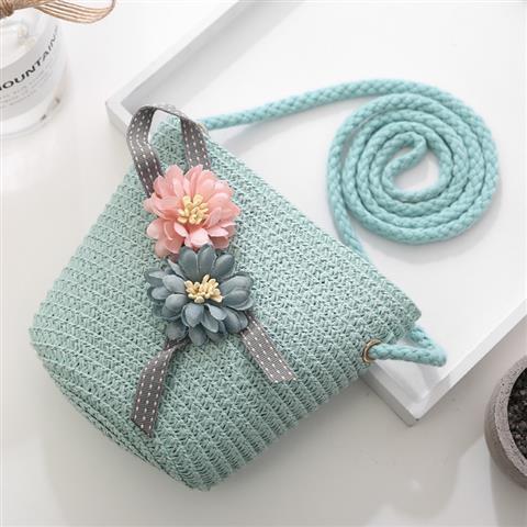 Girls' Messenger Bag Cute Coin Purse Princess Fashion Western Style Baby Girl Small Bag Children's Grass Handmade Woven Bag