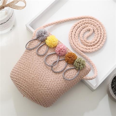 Girls' Messenger Bag Cute Coin Purse Princess Fashion Western Style Baby Girl Small Bag Children's Grass Handmade Woven Bag