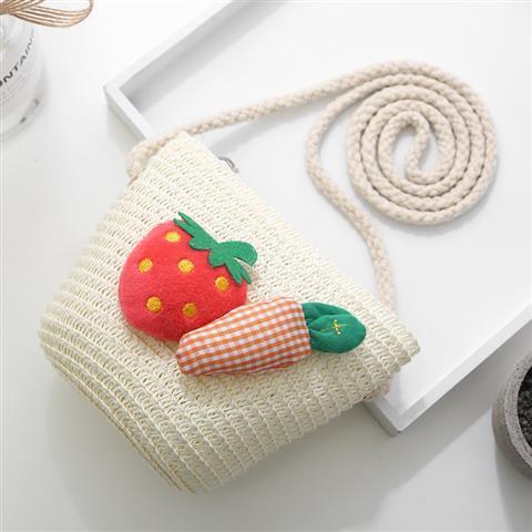 Girls' Messenger Bag Cute Coin Purse Princess Fashion Western Style Baby Girl Small Bag Children's Grass Handmade Woven Bag