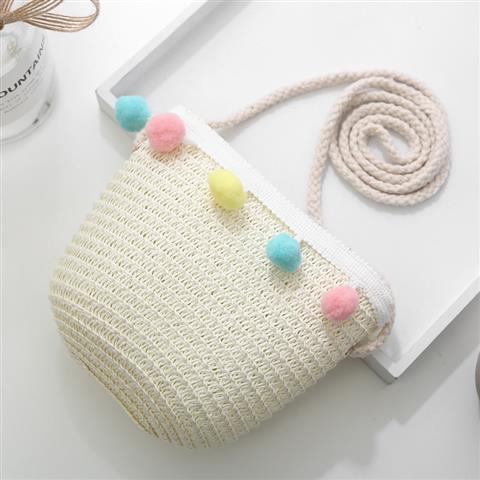 Girls' Messenger Bag Cute Coin Purse Princess Fashion Western Style Baby Girl Small Bag Children's Grass Handmade Woven Bag