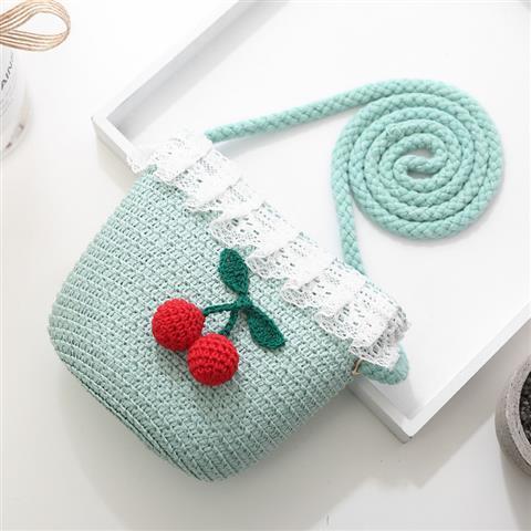Girls' Messenger Bag Cute Coin Purse Princess Fashion Western Style Baby Girl Small Bag Children's Grass Handmade Woven Bag