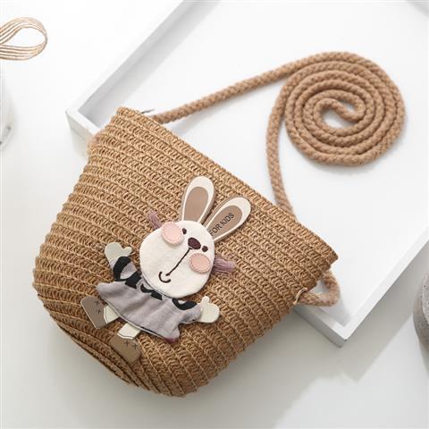 Girls' Messenger Bag Cute Coin Purse Princess Fashion Western Style Baby Girl Small Bag Children's Grass Handmade Woven Bag
