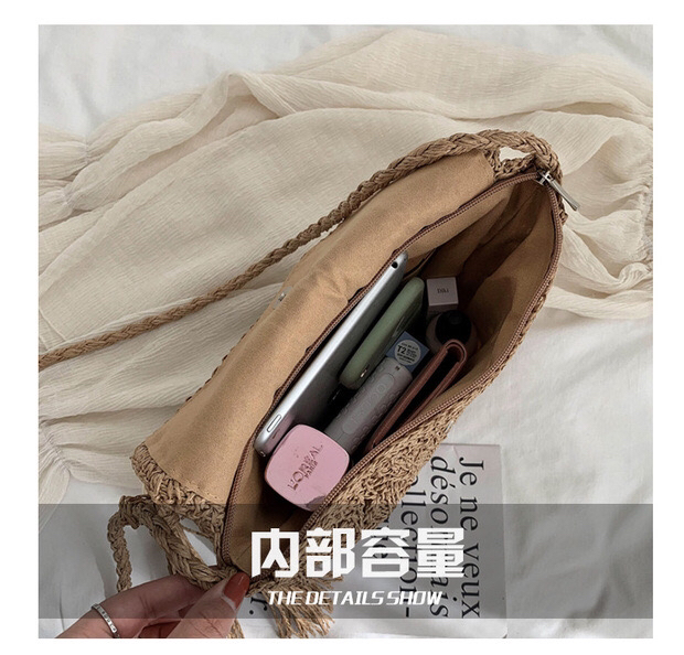 Factory Price Ins New Fan Crochet Paper String Flip Woven Bag Crossbody Straw Bag Beach Casual Women's Bag