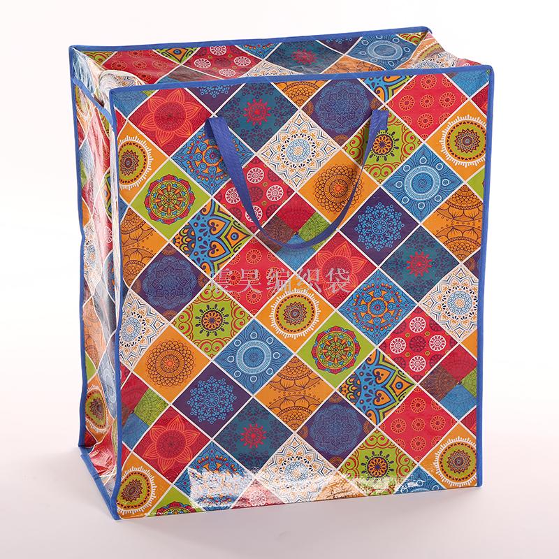 Manufacturer direct woven bag duffel bag storage bag PP color printing plastic plaid bag flower big flower bag Manufacturer direct woven bag duffel bag storage bag PP color printing plastic plaid bag flower big flower bag