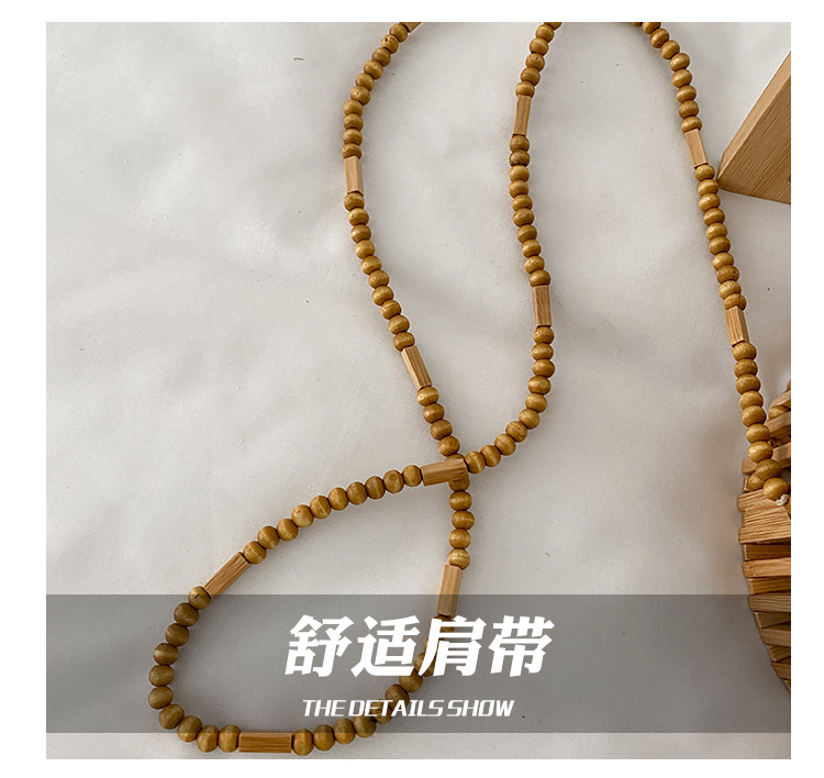 INS Bamboo Woven Woven Bag Female 2021 Summer New Fresh Internet Celebrity Holiday Portable Small round Shoulder Bag Tide