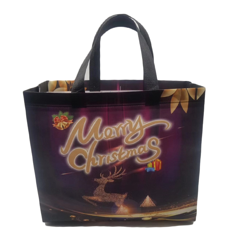 Factory Direct Sales Christmas Style One-Time Molding Slash Pockets Thicken Non-Woven Fabric Portable Universal Packing Woven Bag