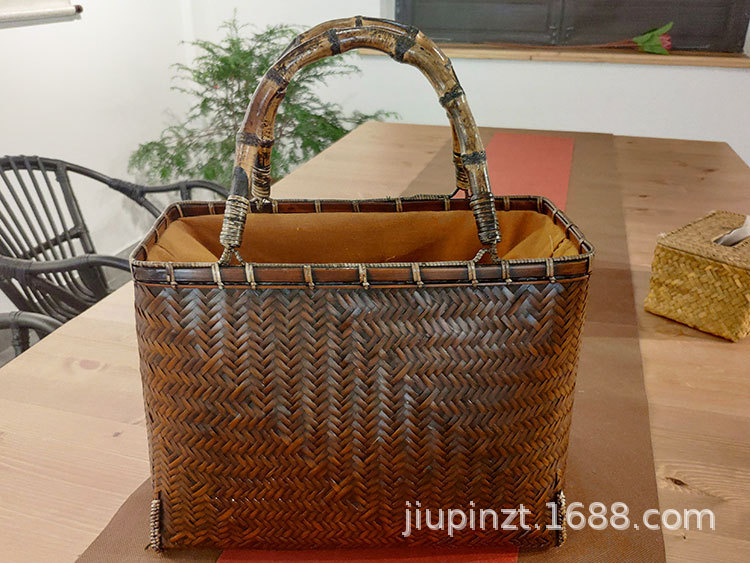 Bamboo Woven Bag Women's Handbag Tea Set Accessories Storage Bag Bamboo Woven Basket Tea Ceremony Storage Bamboo Bag Bamboo Woven Bag Women's Handbag Tea Set Accessories Storage Bag Bamboo Woven Basket Tea Ceremony Storage Bamboo Bag