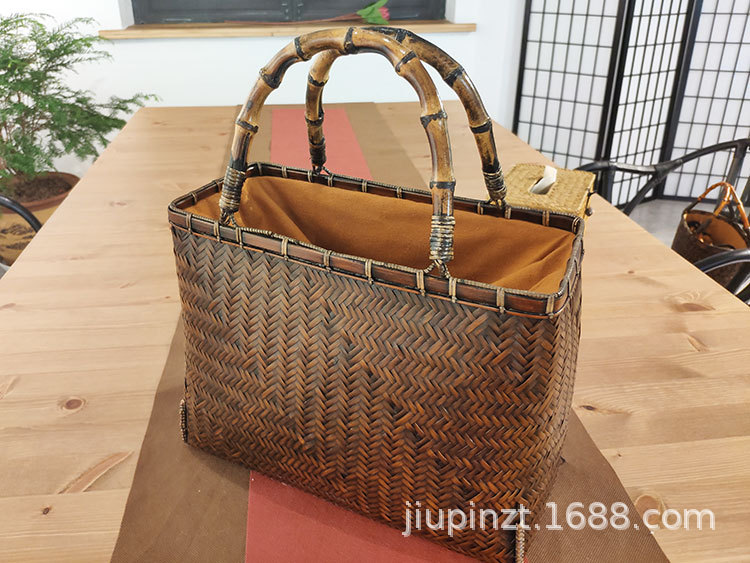 Bamboo Woven Bag Women's Handbag Tea Set Accessories Storage Bag Bamboo Woven Basket Tea Ceremony Storage Bamboo Bag Bamboo Woven Bag Women's Handbag Tea Set Accessories Storage Bag Bamboo Woven Basket Tea Ceremony Storage Bamboo Bag