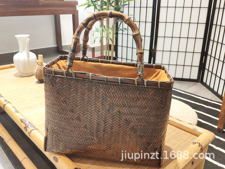 Bamboo Woven Bag Women's Handbag Tea Set Accessories Storage Bag Bamboo Woven Basket Tea Ceremony Storage Bamboo Bag Bamboo Woven Bag Women's Handbag Tea Set Accessories Storage Bag Bamboo Woven Basket Tea Ceremony Storage Bamboo Bag