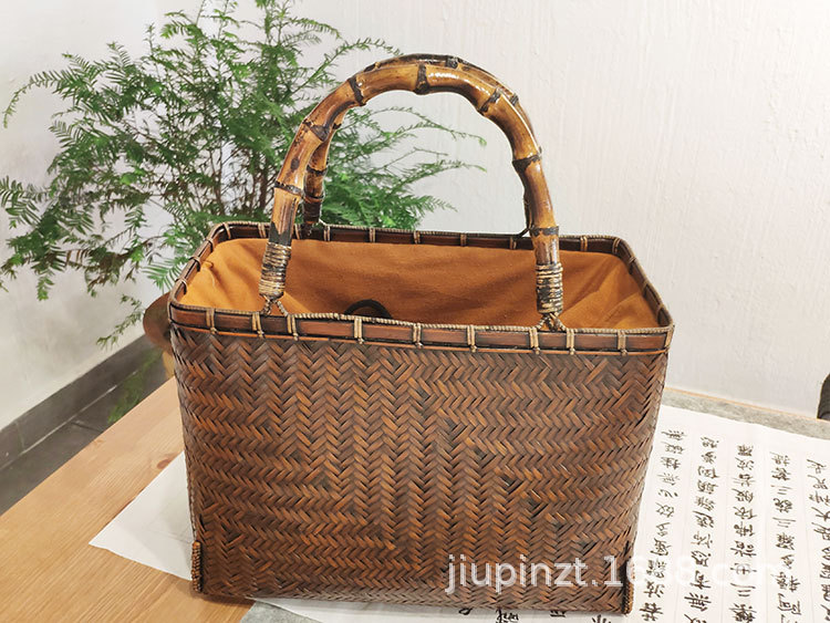 Bamboo Woven Bag Women's Handbag Tea Set Accessories Storage Bag Bamboo Woven Basket Tea Ceremony Storage Bamboo Bag Bamboo Woven Bag Women's Handbag Tea Set Accessories Storage Bag Bamboo Woven Basket Tea Ceremony Storage Bamboo Bag