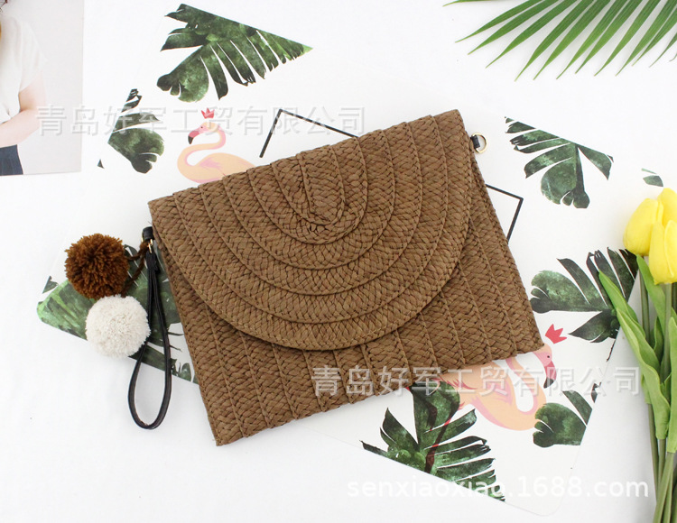 One Piece Dropshipping New Ball Clutch Shoulder Crossbody Paper Defense Straw Bag Casual Woven Bag Women&#039;s Bag