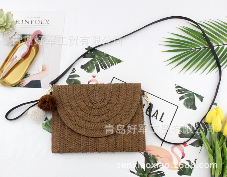 One Piece Dropshipping New Ball Clutch Shoulder Crossbody Paper Defense Straw Bag Casual Woven Bag Women&#039;s Bag