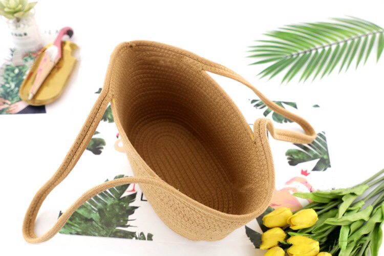 INS New Woven Bag Fashion Women Shoulder Bag Open Cotton String Straw Bag Leisure Beach Bag (without Lining)