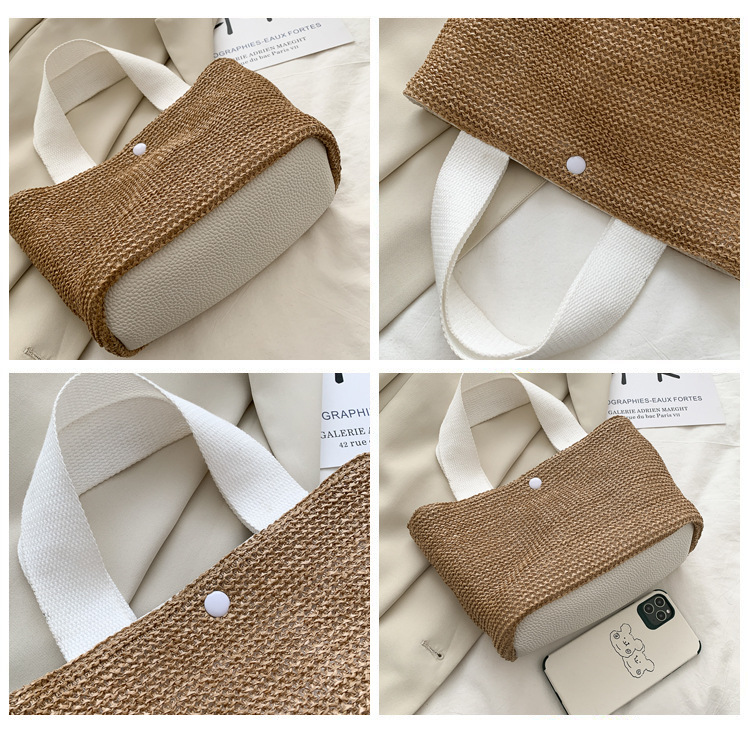 New Internet Celebrity Seaside Summer Beach Holiday Fashion Imitation Straw Woven Bag Retro Handbag Straw Bag Women New Internet Celebrity Seaside Summer Beach Holiday Fashion Imitation Straw Woven Bag Retro Handbag Straw Bag Women