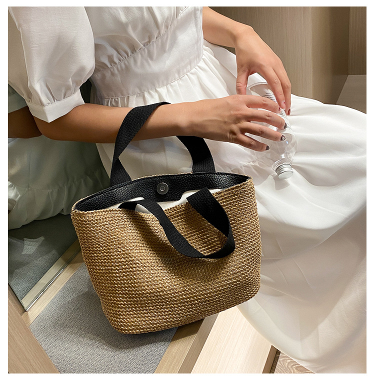 New Internet Celebrity Seaside Summer Beach Holiday Fashion Imitation Straw Woven Bag Retro Handbag Straw Bag Women New Internet Celebrity Seaside Summer Beach Holiday Fashion Imitation Straw Woven Bag Retro Handbag Straw Bag Women
