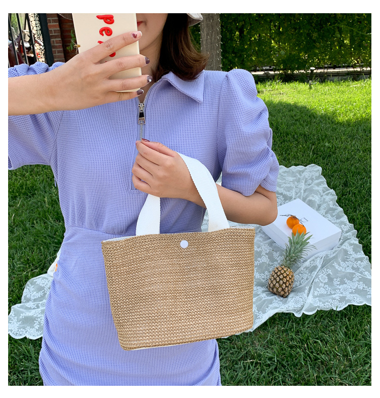 New Internet Celebrity Seaside Summer Beach Holiday Fashion Imitation Straw Woven Bag Retro Handbag Straw Bag Women New Internet Celebrity Seaside Summer Beach Holiday Fashion Imitation Straw Woven Bag Retro Handbag Straw Bag Women
