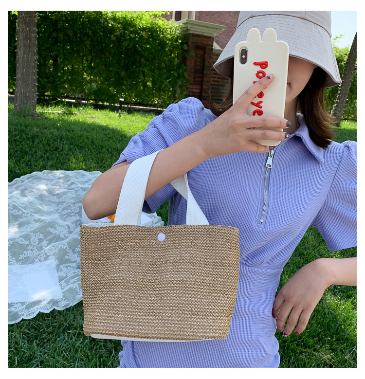 New Internet Celebrity Seaside Summer Beach Holiday Fashion Imitation Straw Woven Bag Retro Handbag Straw Bag Women New Internet Celebrity Seaside Summer Beach Holiday Fashion Imitation Straw Woven Bag Retro Handbag Straw Bag Women
